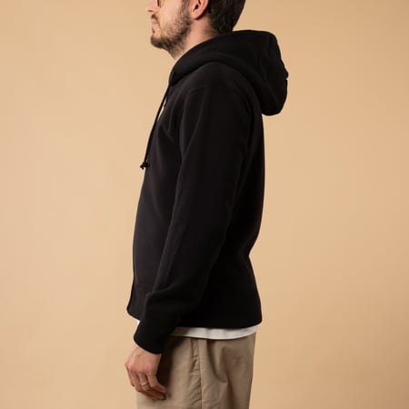 flâneurs-sweat-zippé-Jackman-noir Nap Sweat Parka Black de profil