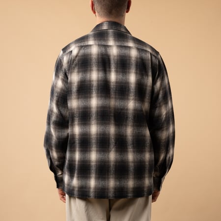 FOB FACTORY F3505 Nel Open Collar Shirt Black_back view