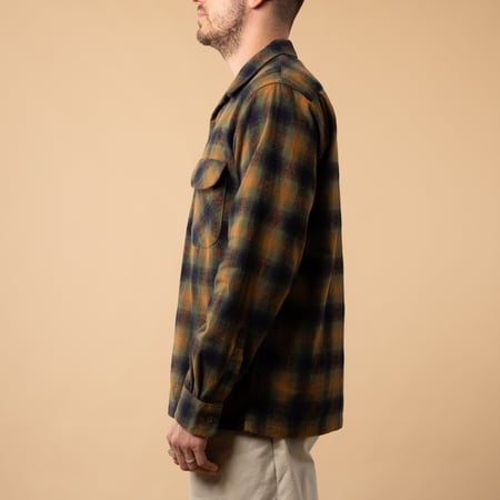 FOB FACTORY _F3505 Nel Open Collar Shirt Green_side profile