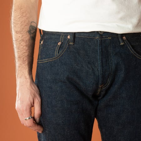 622ZR-ECRU 20oz Secret Denim Ecru Weft Relaxed Tapered