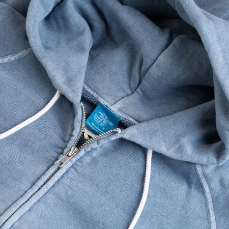 Detail of the GOOD-ON Raglan Zip Hood Sweatshirt in Ajisai Color