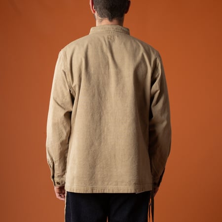 image back flâneurs-Seuvas-jacket-8oz-Canvas-Wing-Collar-Shirt-Jacket-Coffee