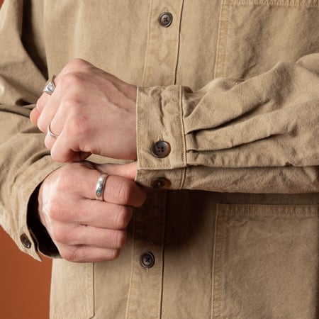 image sleeve loafers-Seuvas-jacket-8oz-Canvas-Wing-Collar-Shirt-Jacket-Coffee