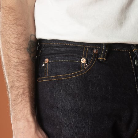 image-flâneurs-coin-pocket-detail-Momotaro-0605-SILK-Zimbabwe-Cotton-×-Silk-Denim-Natural-Tapered