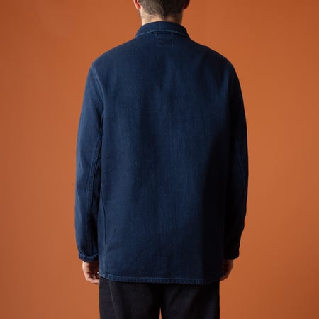 Image of Back View - ONI DENIM - Indigo Twill Bio Wash Coverall Jacket - 3