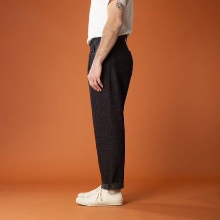 side-flâneurs-JAPAN-BLUE-JEANS-Tweed-Denim-Wide-Tapered-5P-Trousers