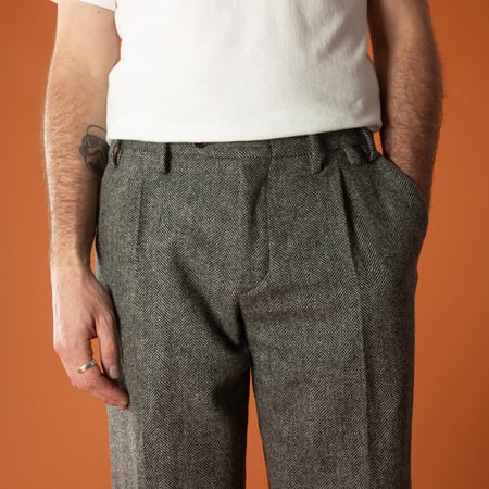 Detail-Front-Loafers-PORTUGUESE FLANNEL-Wool Herringbone Trousers-Grey