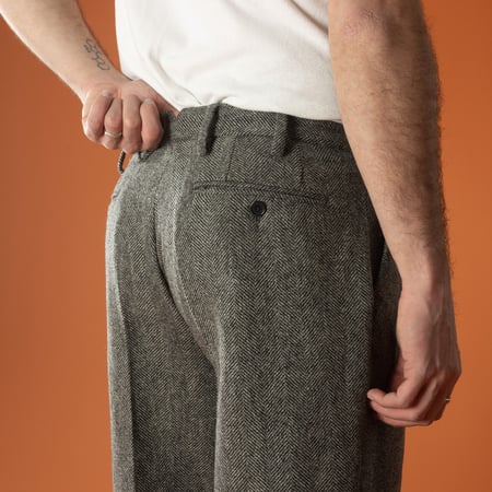 Detail-Back-Loafers-PORTUGUESE FLANNEL Wool Herringbone Trousers-Grey