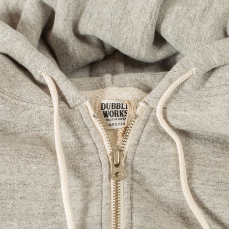 image flâneurs DUBBLE WORKS  Loop Wheel Zip-Up Hoodie Heather Grey detail