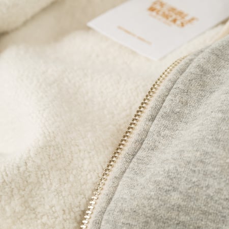 image flâneurs DUBBLE WORKS  Loop Wheel Zip-Up Hoodie Heather Grey brushed