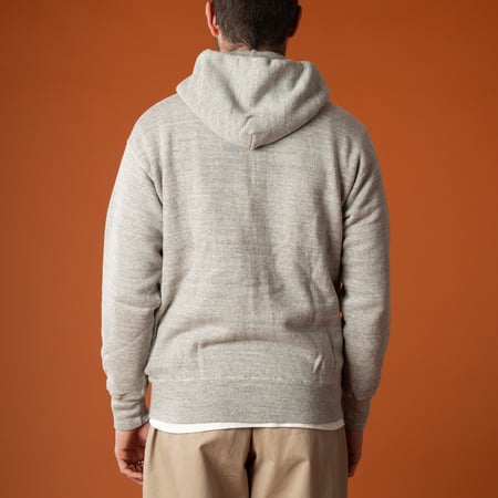 image flâneurs Loop Wheel Zip-Up Hoodie Heather Grey porté de dos