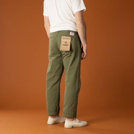 737-SVCLOL 9.5oz Relax Straight "Light Olive" Selvedge Chino
