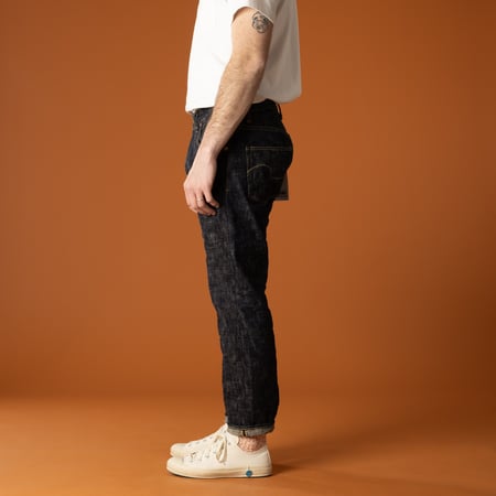 ONI DENIM 902-Kasuri 17oz High Rise Relaxed Tapered Jeans Front View