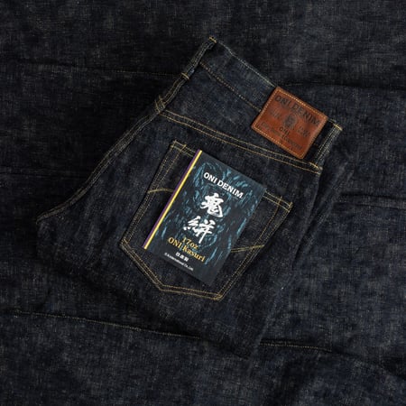 ONI DENIM / 595-Kasuri 17oz Retro Loose Straight Denim_détail-jean