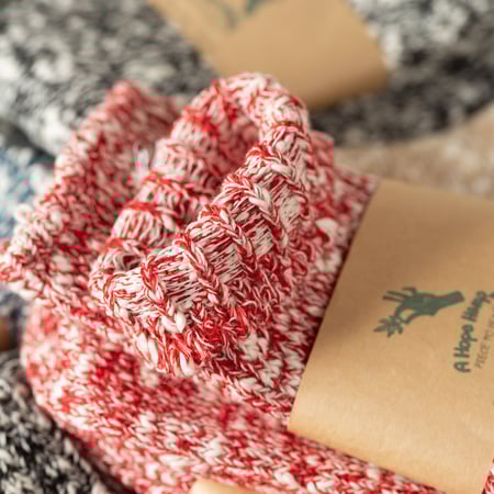 Hemp Crew Socks red closeup image