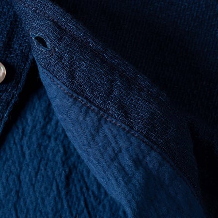 détail fabric  flâneurs FOB Factory F3507 Indigo Panama Double Gauze Navy