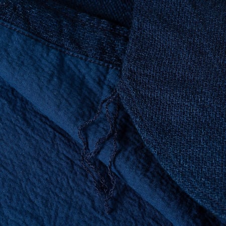 détail runoff flâneurs FOB Factory F3507 Indigo Panama Double Gauze Navy