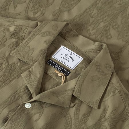 detail collar loafers Portuguese Flannel Summer Paisley Short Sleeve Olive
