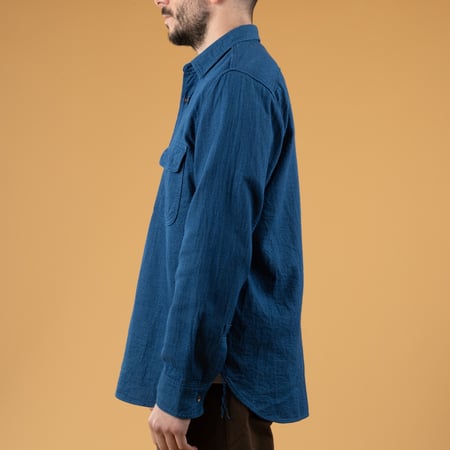 F3507 Indigo Panama Double Gauze Blue