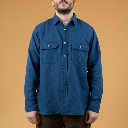 F3507 Indigo Panama Double Gauze Blue