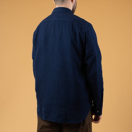 Image flâneurs de dos FOB FACTORY  F3507 Indigo Panama Double Gauze Navy (4)