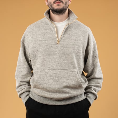 Image flâneurs JACKMAN  GG Sweat Half-Zip Heather Gray porté de face