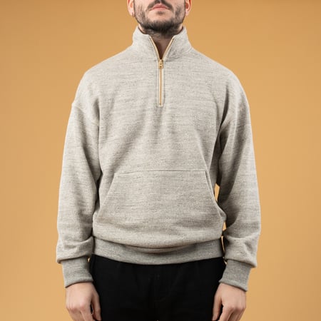Image flâneurs JACKMAN  GG Sweat Half-Zip Heather Gray porté de face 1