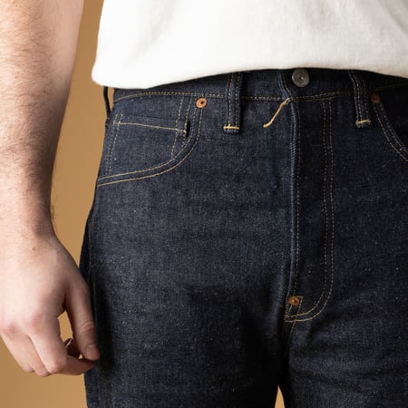 Image flâneurs WAREHOUSE & CO.  Lot S1003XX Pink Selvedge WWII Indigo Denim détail avant