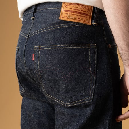 Image flâneurs WAREHOUSE & CO.  Lot S1003XX Pink Selvedge WWII Indigo Denim poche arrière