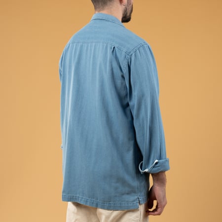L/S Utility Shirt Washed Indigo Herringbone