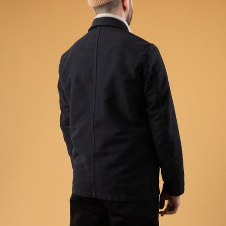 Front view image Thumbnail of VETRA Navy French Moleskin Weaved Jacket from the back