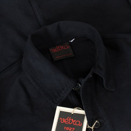 Navy French Moleskin Weaved Jacket with Detail on the Collar by VETRA