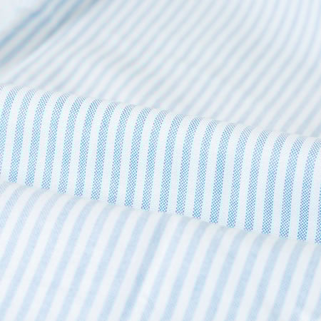 détail col flâneurs PORTUGUESE FLANNEL chemise Belavista Stripe Open Blue