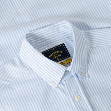 Portuguese Flannel Belavista Stripe Light Blue Shirt with Collar and Casual Wearers