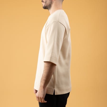 NITTO KNITWEAR Vahe Natural T-Shirt, images of loafers worn in profile