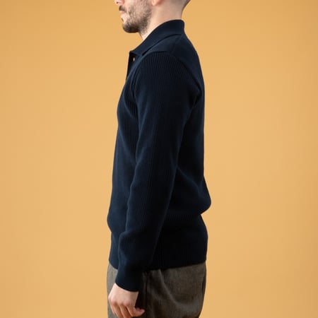 NITTO KNITWEAR  Polo Djivan Marine image flâneurs porté de profil