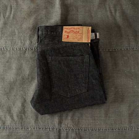 image détail flâneurs STUDIO D'ARTISAN 13oz Black Selvedge Denim