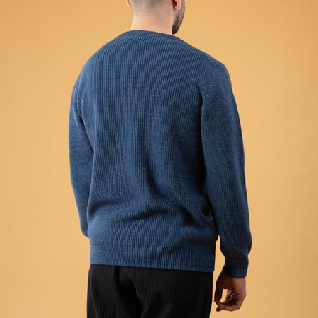 Image flâneurs pull MOONCASTLE_Cotton Heavy Weight Crew Neck Vintage Blue de dos