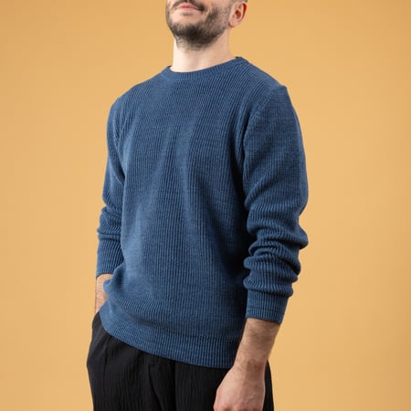 Image flâneurs pull MOONCASTLE_Cotton Heavy Weight Crew Neck Vintage Blue (1)