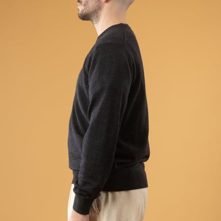 Image flâneurs pull MOONCASTLE pull MOONCASTLE_pull Mérinos Manches Longues Col Rond Dark Gray profil