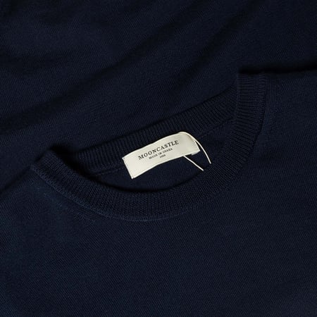 detail col flâneurs MOONCASTLE  Pull Mérinos Manches Longues Col Rond Navy