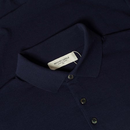 détail col flâneurs pull Mooncastle  Ice Cotton Manches Longues Navy