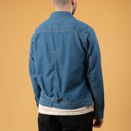 Image flâneurs SEUVAS Denim Trucker Jacket Indigo Blue dos