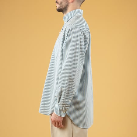 image flâneurs B.D Classic-Fit Wool Stripe Blue de profil