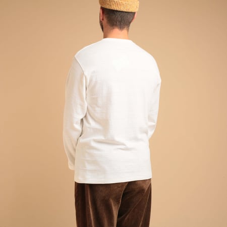 image flâneurs teeshirt manches longues WAREHOUSE & CO.  Lot. 5906 T-Shirt LS No Print Crew Off White de dos