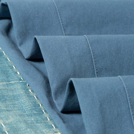 image tissu flâneurs BEAMS PLUS 2 Pleats Trousers Long Twill Bio Washed Sax
