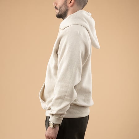 Image-FlâneursLot. 484 Plain Hooded Sweatshirt Oatmeal_de-profil