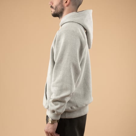 Image-FlâneursLot. 484 Plain Hooded Sweatshirt Heather-Greyt_de-profil