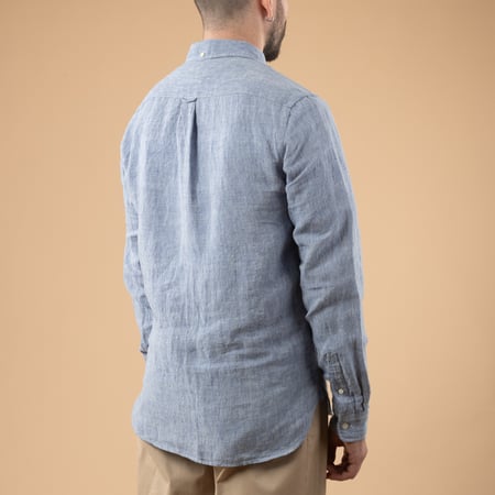 BEAMS PLUS B.D 1 40 Linen Chambray Blue_de-dos