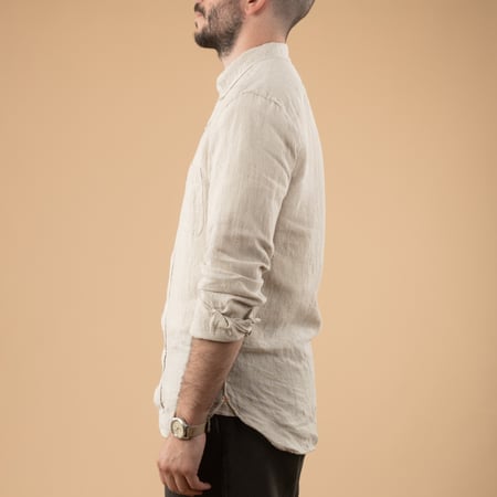 BEAMS PLUS B.D 1 40 Linen Solid Natural_de-profil